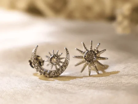 Sunshine Moon Asymmetric Earrings 925 Silver