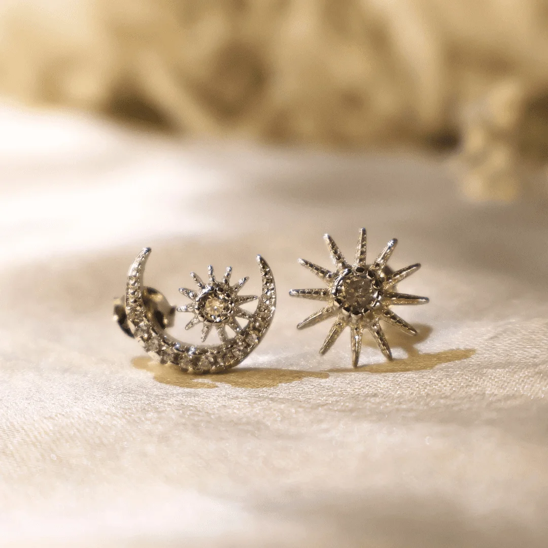 Sunshine Moon Asymmetric Earrings