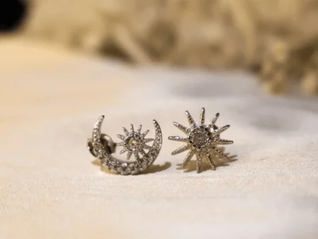 Sunshine Moon Asymmetric Earrings 925 Silver