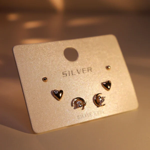 Cluster heart Earrings 925 Silver
