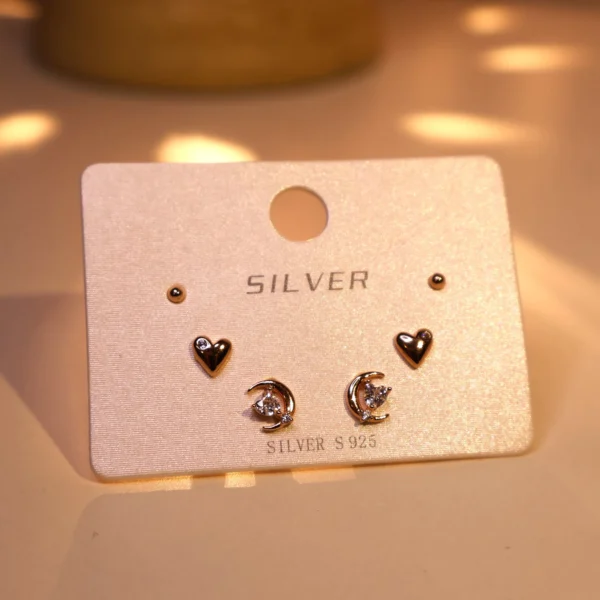 Cluster heart Earrings 925 Silver