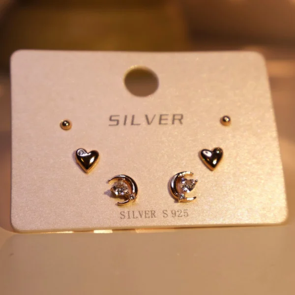 Cluster heart Earrings 925 Silver