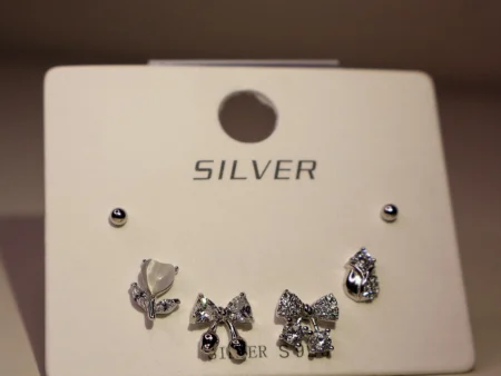 Bow Asymmetric Hearts Earrings 925 Silver