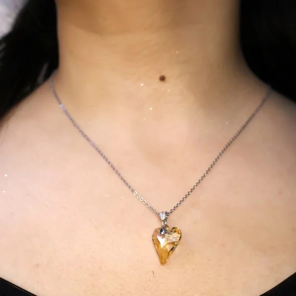 Crystal Heart Necklace 925 Silver