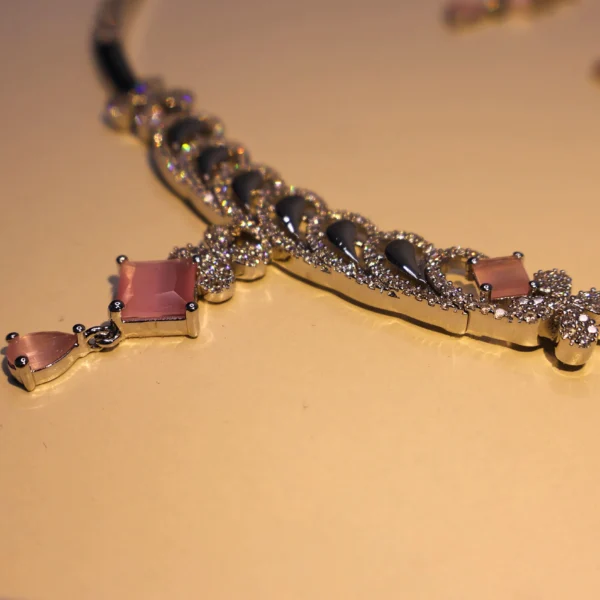 Pink Floral Necklace 925 Silver